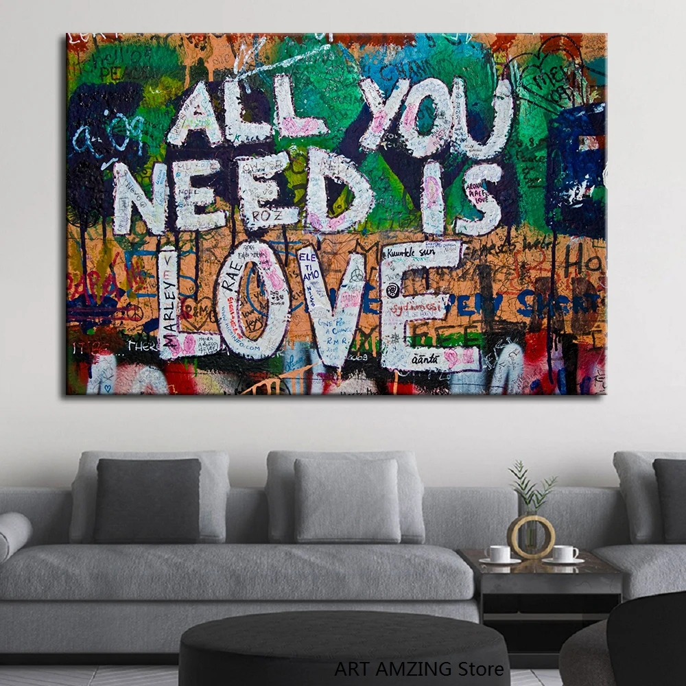 Картины граффити стены искусства буквы холст картина HD печати что вам нужно это