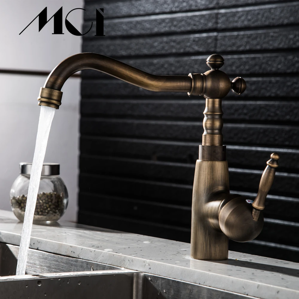 Поворотный Смеситель для кухни кран ванной комнаты Античная бронзовая отделка