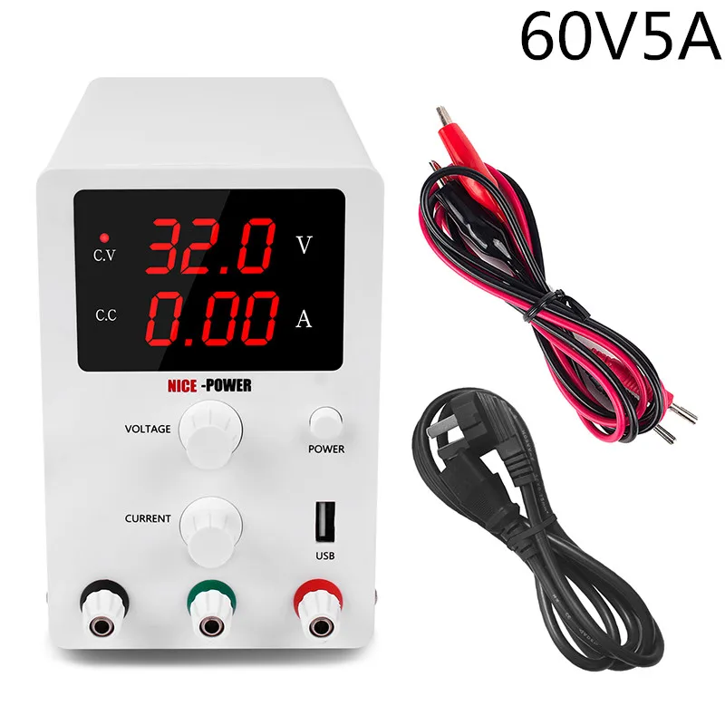 R-60V 5A-white Регулируемый лабораторный источник питания постоянного тока переменный 30 в 10 А Регулируемый силовой модуль цифровой импульсный источник питания 60 в 5 а цифровой - Цвет: R-60V 5A-white