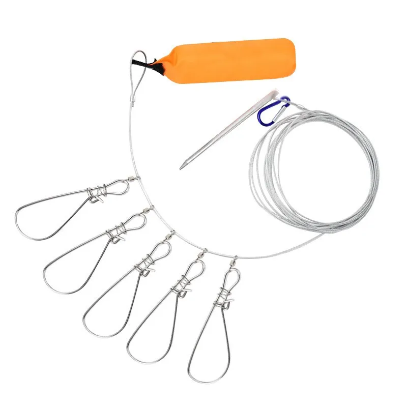 

5/10 Buckles Fishing Stringer Portable Fishing Lock Buckle Live Fish Lock Stainless Steel Fishing Tools