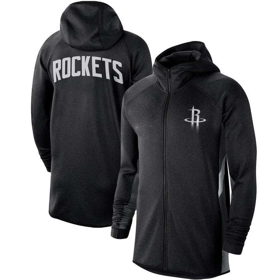 

Men Houston Heathered Black Rockets Authentic Showtime Therma Flex Performance Full-Zip Hoodie