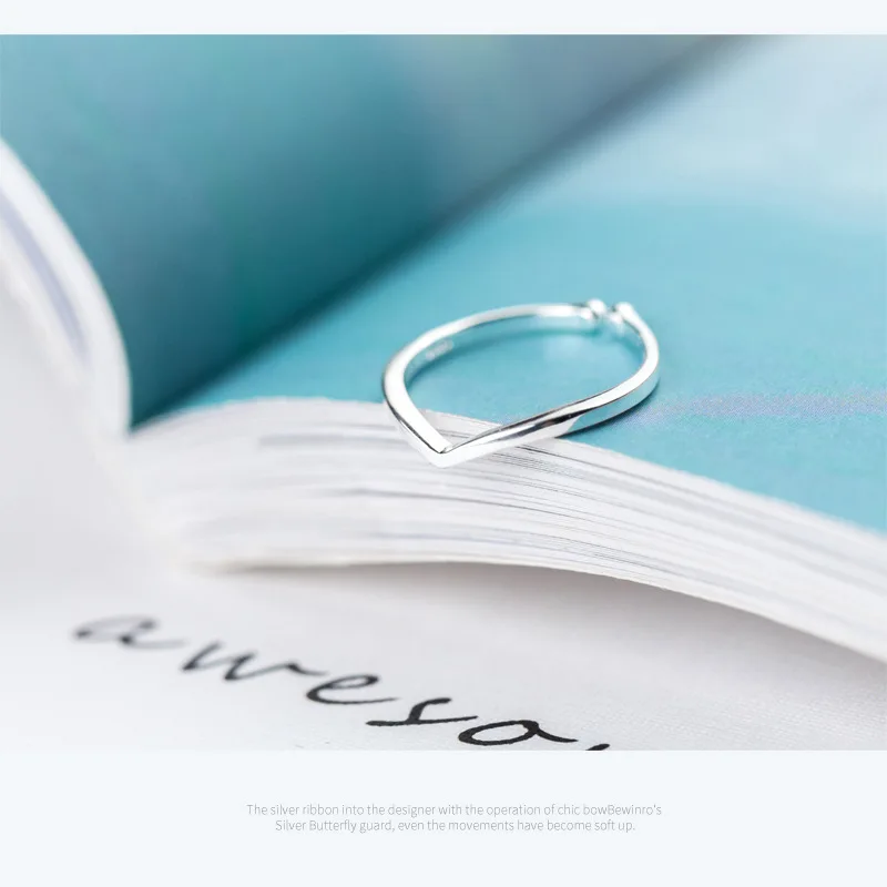 Женское кольцо в форме буквы Trusta Открытое из 100% стерлингового серебра 925 пробы с v