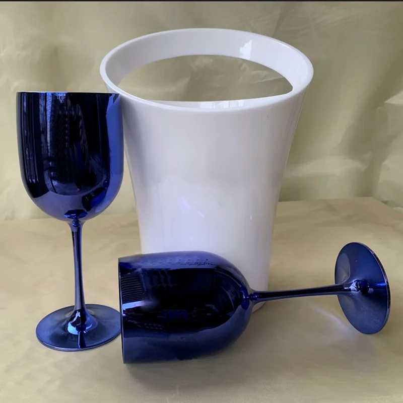 

2 Cups 1ice Barrel New Champagne Glass Plastic Cup Wine Cabinet Cocktail White Cup Cabinet Acrylic Champagne Bucket