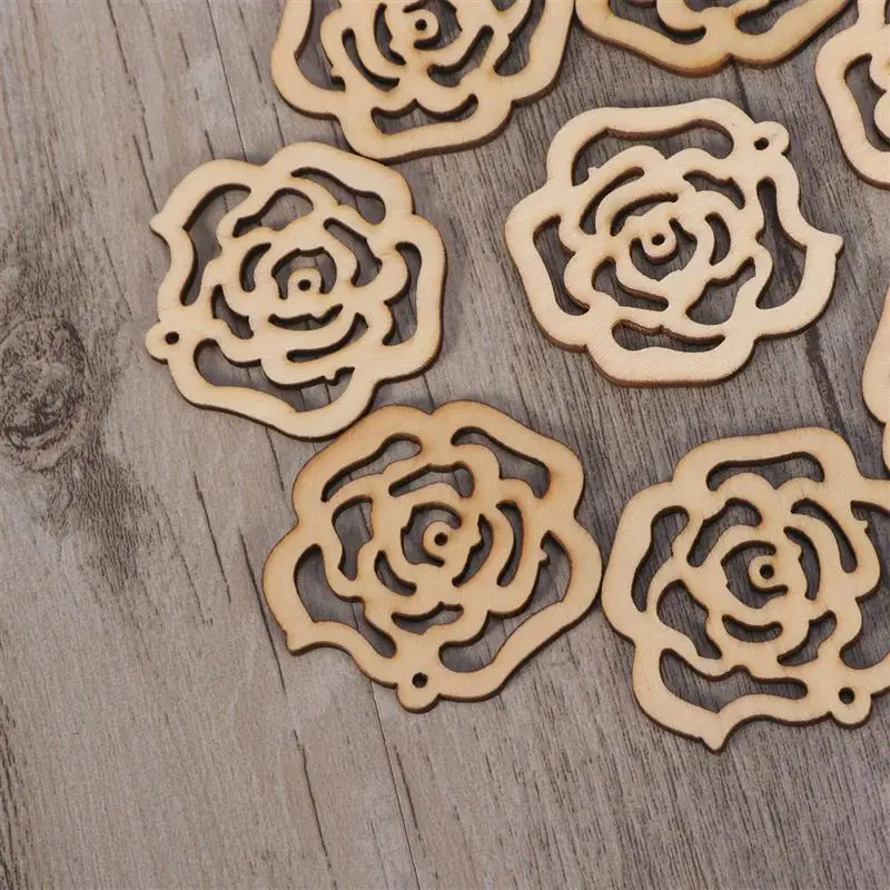 10 шт полые розы цветок резные виниры кусочки лоскутное DIY ремесло украшение день