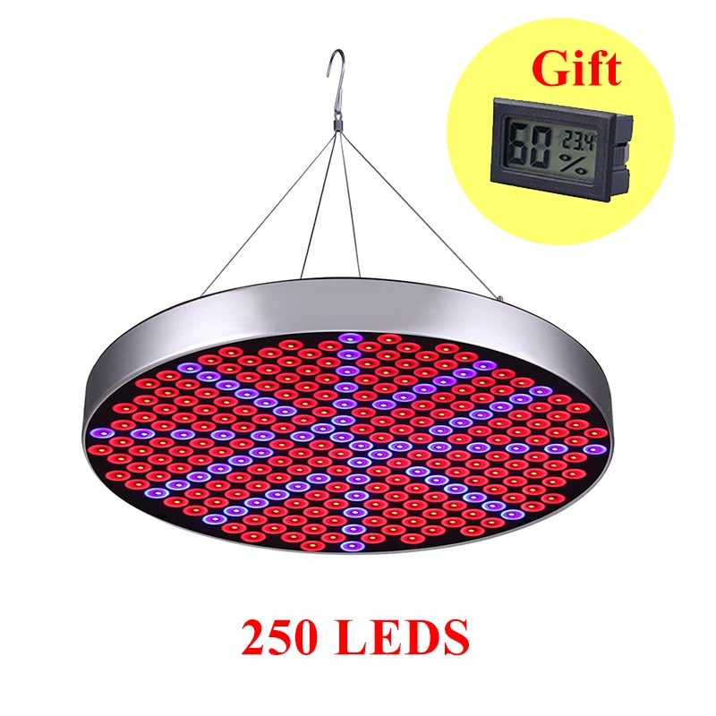 250 LEDS 1000 Вт Светодиодный светильник для выращивания, полный спектр, лампа для растений, Фито, лампа для выращивания саженцев, лампа для роста с подарочным термометром, гигрометром - Испускаемый цвет: 250 LEDS