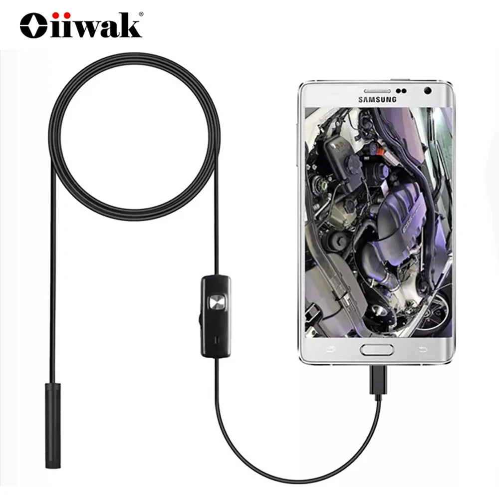 

7mm Endoscope Camera Soft Wire Borescope Camera Waterproof 6LEDs Adjustable Micro USB Inspection for Android PC Notebook