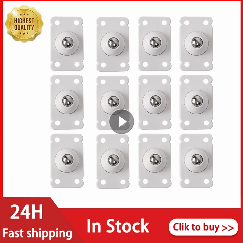 

12pcs Hot Wheels For Furniture Stainless Steel Roller Self Adhesive Furniture Caster Home Strong Load-bearing Universal Wheel