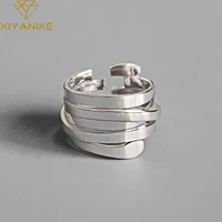 xiyanike silver color wedding rings simple geometric multilayer winding handmade jewelry for women size 17mm adjustable