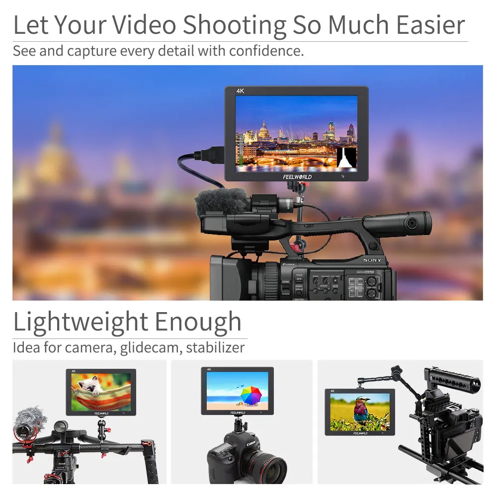 FEELWORLD T7 PLUS 7-дюймовый 3D LUT IPS 1920x1200 полевой монитор для камеры алюминиевый корпус