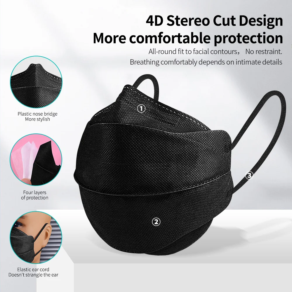 4d-mascarilla FPP2 Homologada 4-слойная респираторная защитная маска для лица CE KN95 маски негра