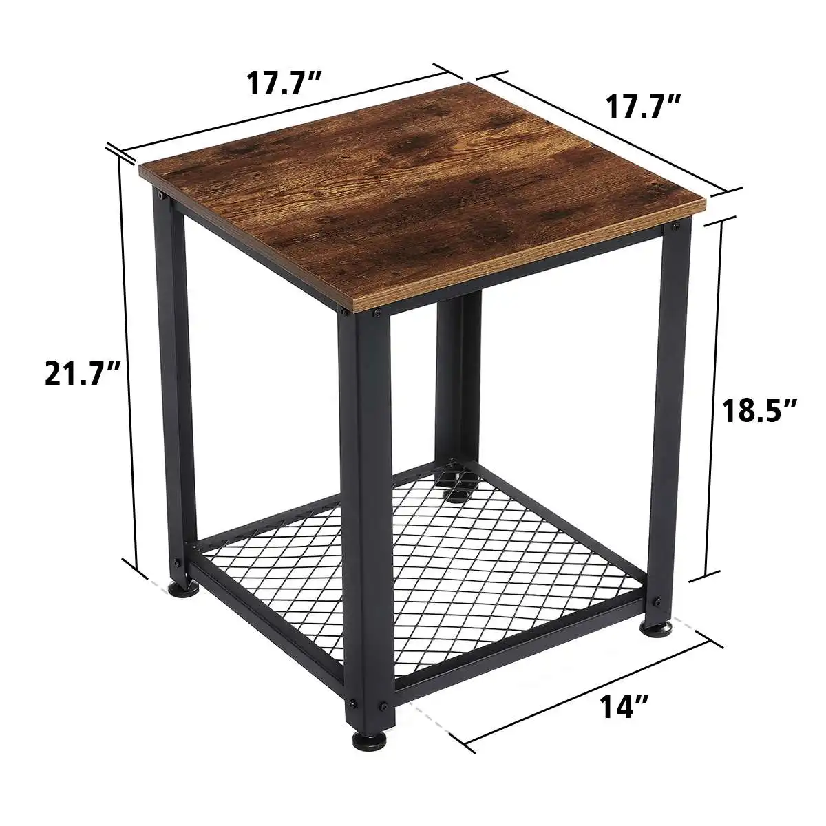 

Douxlife 2 Layer Square Coffee Table Sofa Side Table with Storage Shelf Metal Frame Nightstand Small Desk Living Room Furniture