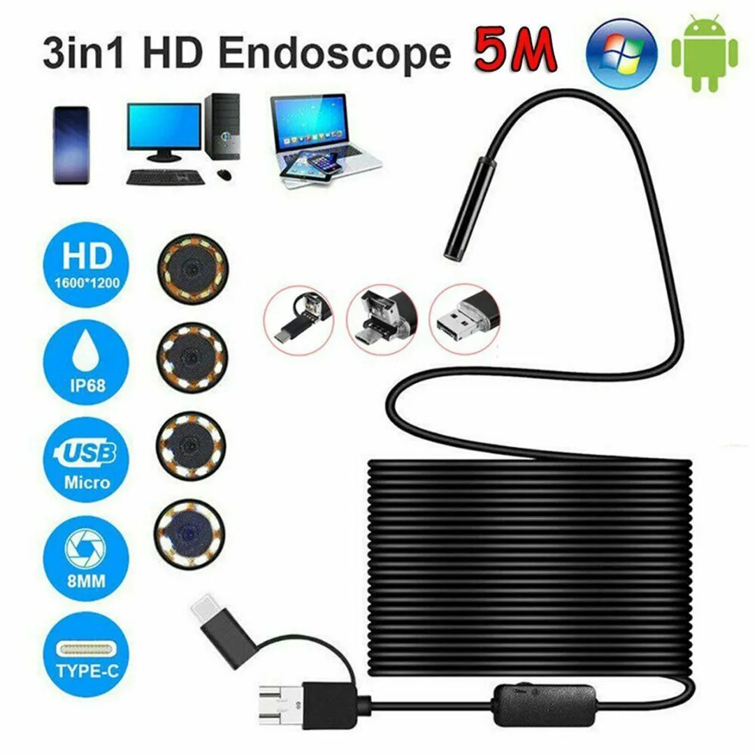 

3-in-1 USB Type-C Endoscope Borescope HD Inspection Camera for iPhone Android