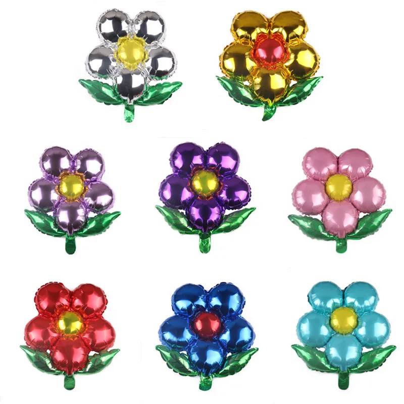 

Flowerpot Style Five Petal Sunflower Aluminum Film Balloon Baby Shower Helium Wedding Birthday Party Decoration