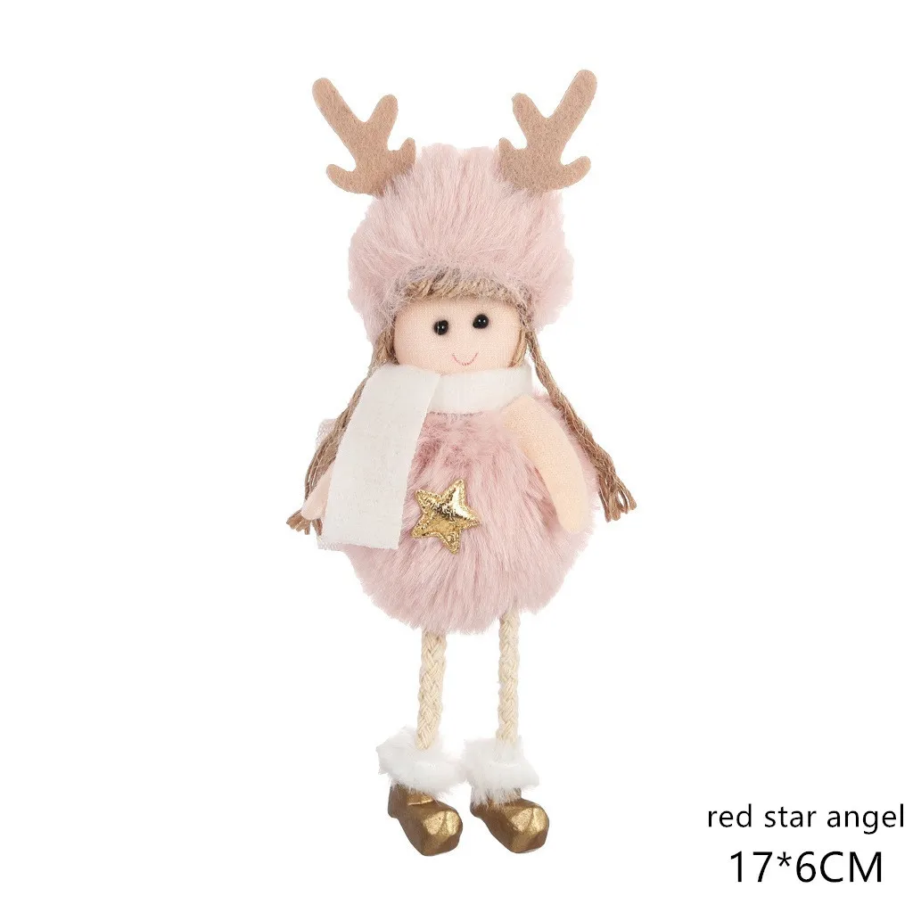Pink Star Новинка года, милые рождественские куклы Санта-Клаус/Снеговик/Ангел, Noel, Рождественское украшение для дома, рождественский подарок для детей - Цвет: Pink Star