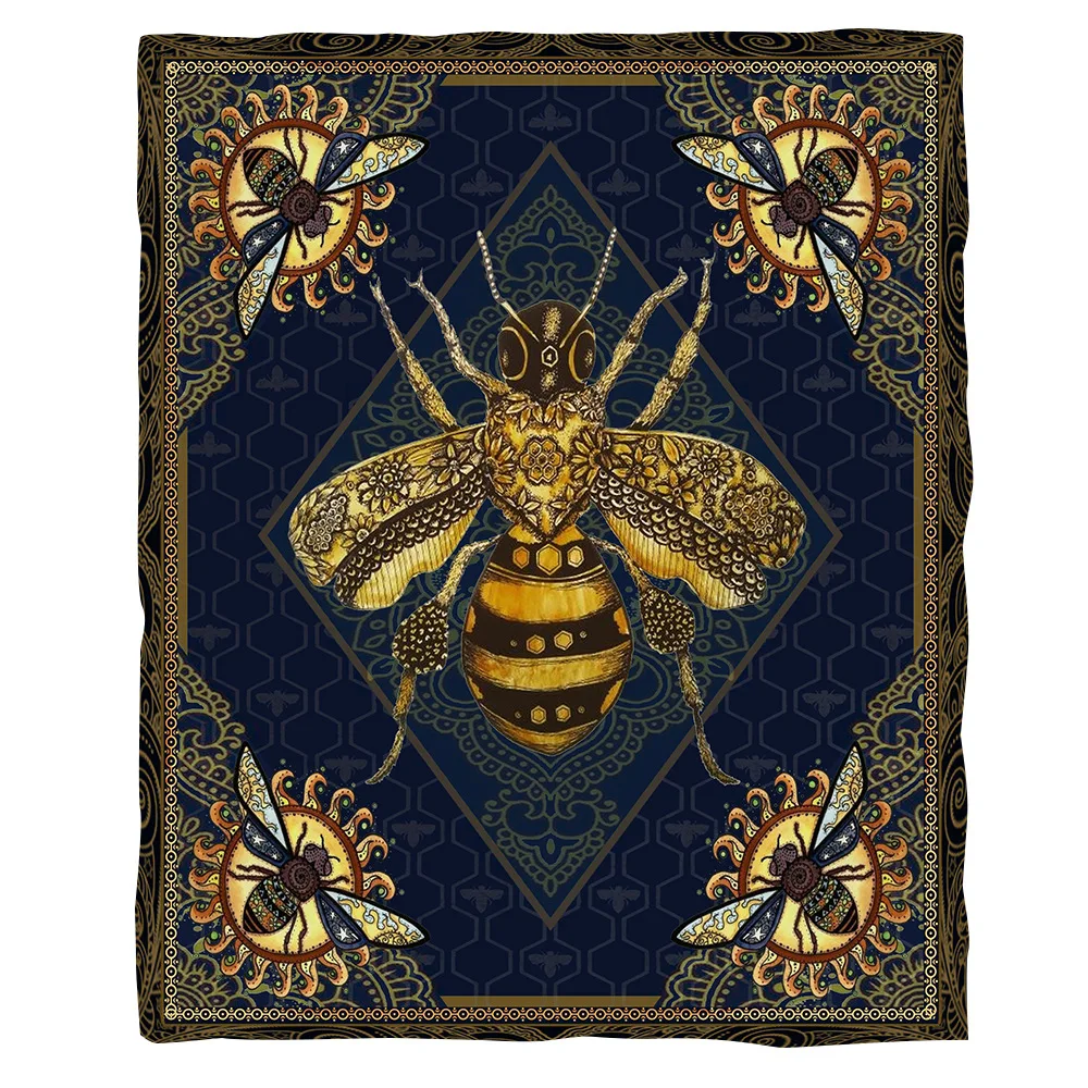 

Bee 3D Printed Plush Fleece Blanket Adult Home Office Washable Casual Kids Horror Sherpa Blanket 01