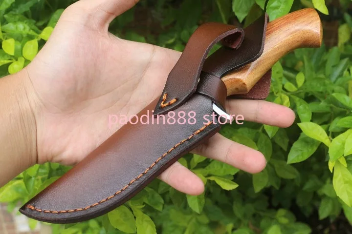 Нож-бальда с фиксированными зубьями волка ножнами 8CR13MOV рукоятка из розового