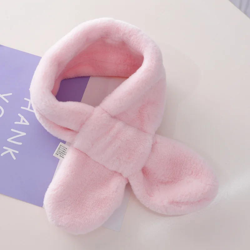 Детская одежда плотный теплый шарф сплошной цвет милый пушистый плюшевый шейный