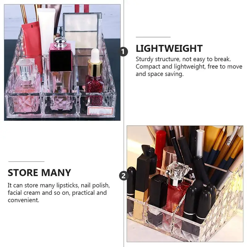 

1Pc Multi-compartment Box Makeup Case Cosmetic Lipstick Container (Transparent)