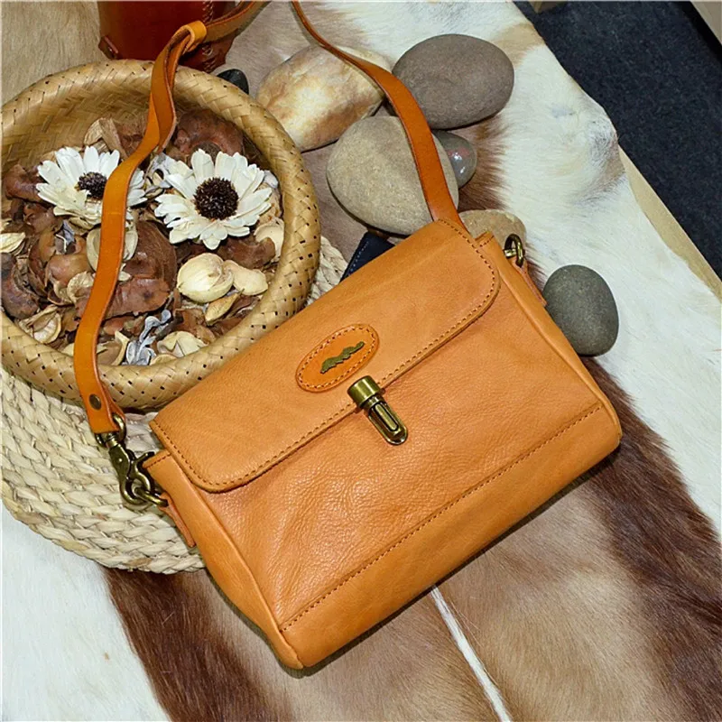 Винтажный Женский кошелек конверт из натуральной дубленой кожи желтого цвета