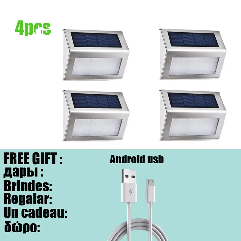 Светодиодный уличный ночник на солнечной батарее для лестницы