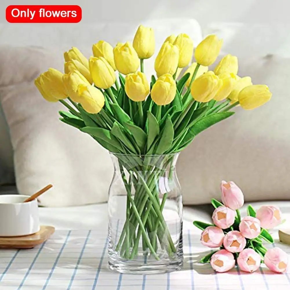 

1pc Tulip Artificial Flower Real Touch Artificial Bouquet Decoration Flower Flowers Fake Home Garden Decor For Wedding V6K5