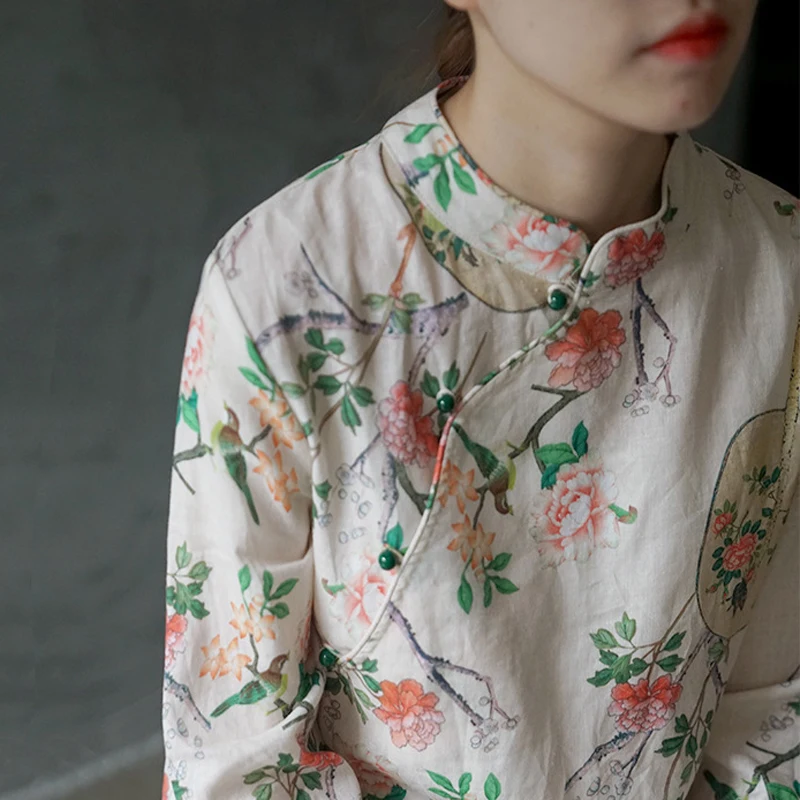 Новое ретро платье с пряжкой и цветочным принтом длинным рукавом женское осень