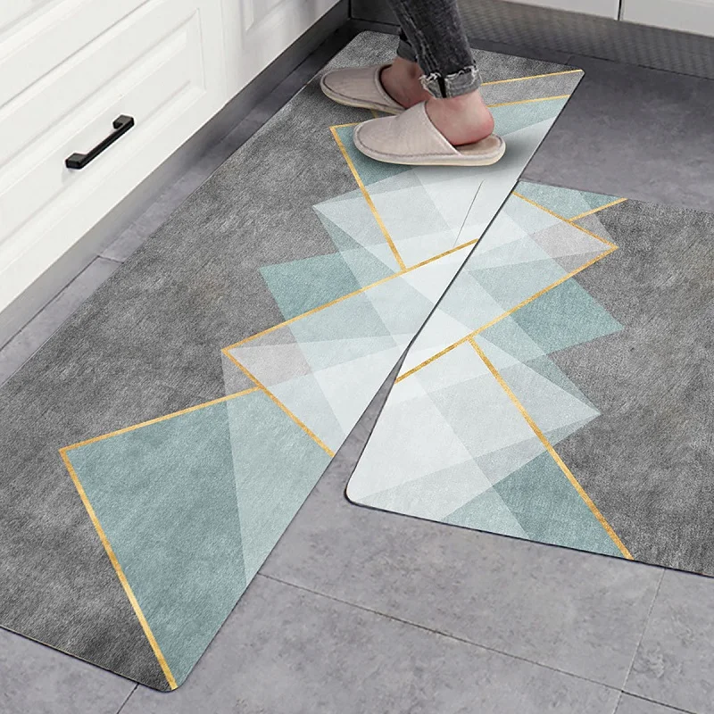 

Anti-slip Long Kitchen Mat Modern Geometric Absorbent Bath Carpet Bedroom Living Room Floor Area Rug Entrance Doormat Prayer Pad