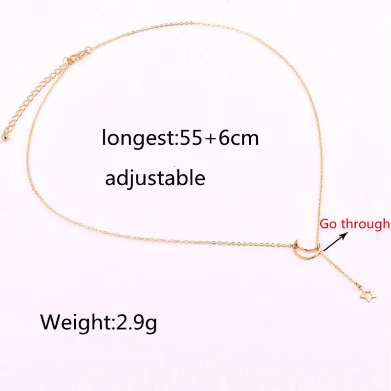 Fashion Jewelry New Sweet Long Necklace Tassel Gold Star Moon Pendant Simple Necklaces for Women Accessories