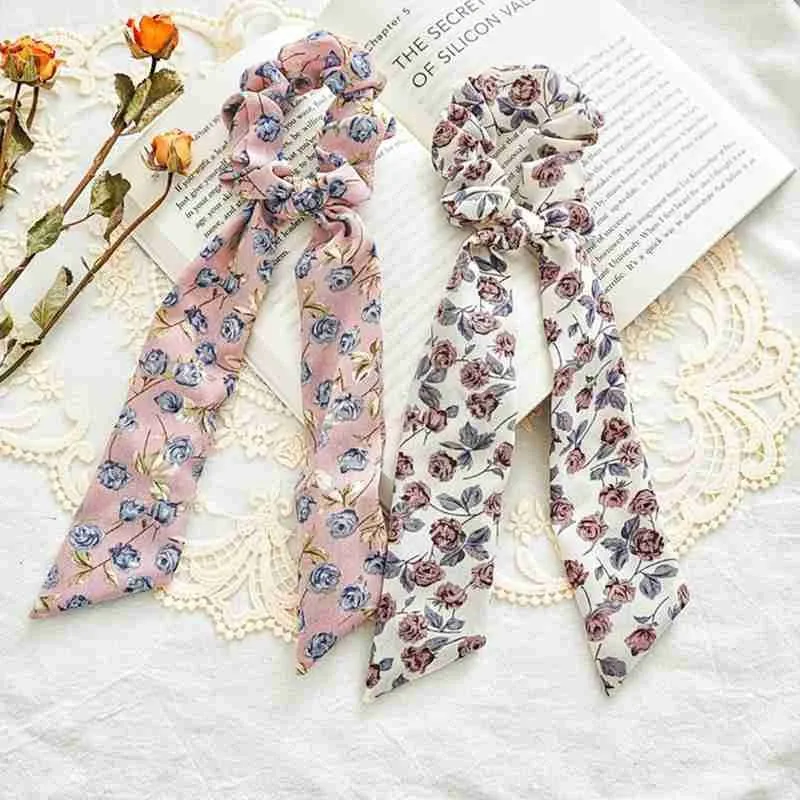 

2021 Korean Sweet Hair Rope Ties For Girls Women Ponytail New Hair Holder Knotted Plaid HairBands Rings Elastic Hair Accessories