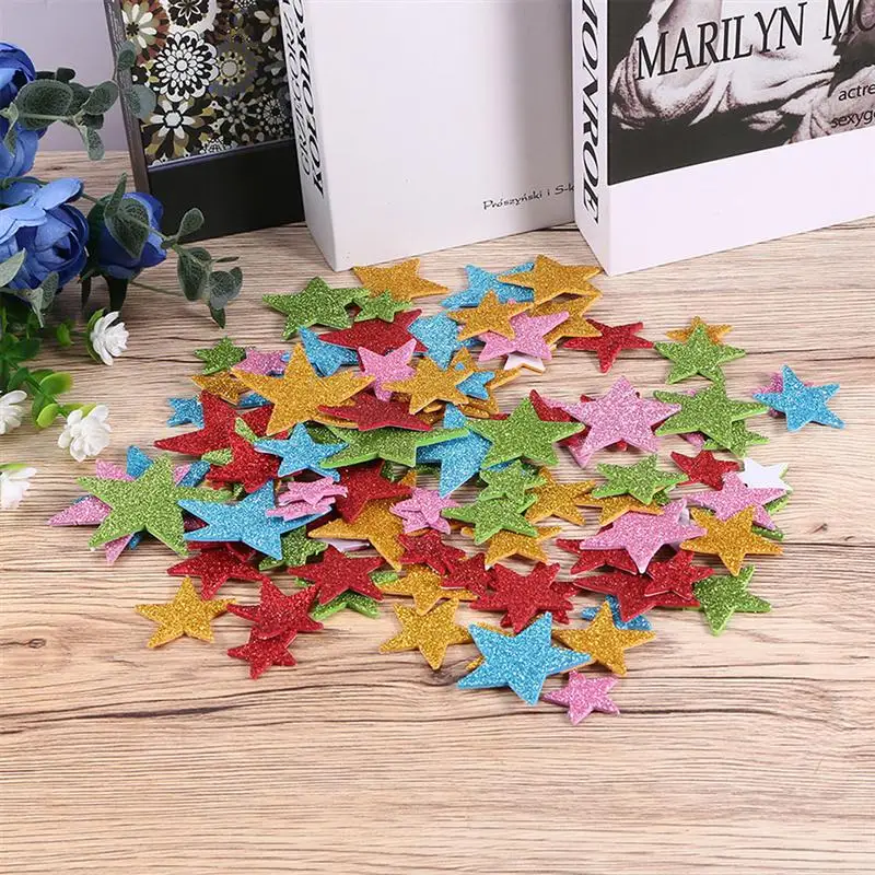 144 шт. с блестящими звездочками Стикеры DIY Настенный декор красочные пентаграмма