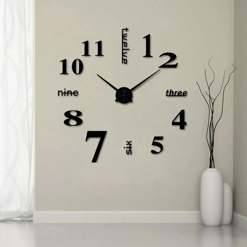 Настенные часы Наклейка 3D акриловые безрамные классические сделай сам с