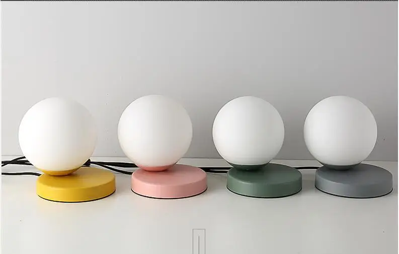 Simple Colorful Glass Ball Table Lamp For Kids Bedroom abajour | Лампы и освещение