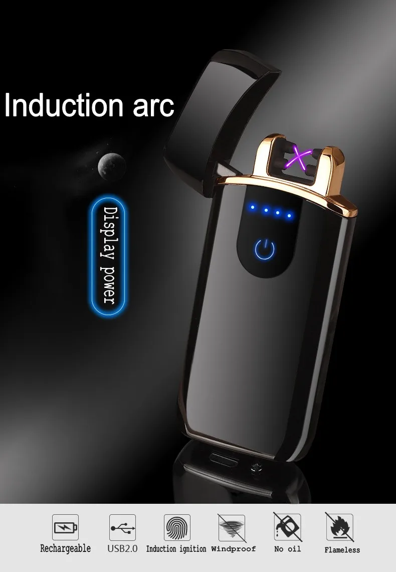 Зажигалка USB зарядка плазменный сенсорный экран электрическая зажигалка для сигарет творческая ветрозащитная личность, чтобы отправить другу