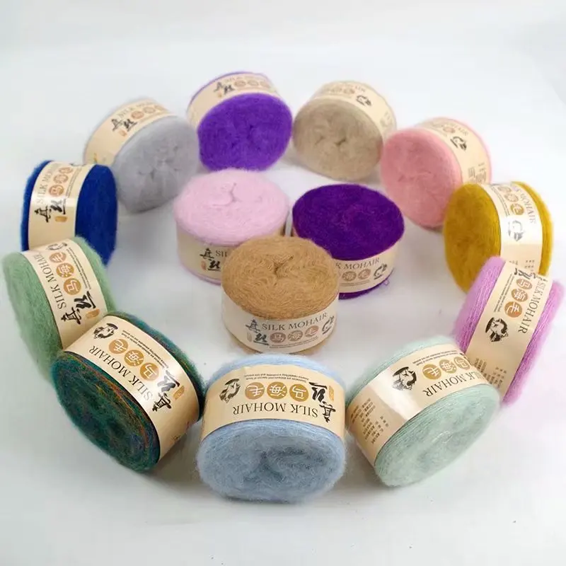 Шелковый мохеровый свитер ручного плетения супермягкий супер шерстяной шар 50 г