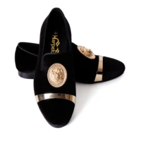 harpelunde black men velvet loafer animal buckle dress wedding shoes with gold plate size 6 14