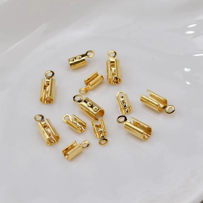 

10pcs/lot Copper the End Bead accessories round clip leather rope round rope Milan line connection end buckle diy material