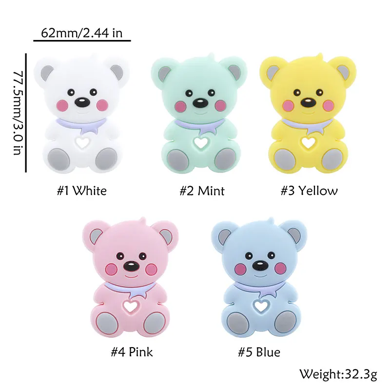 1 шт. BPA бесплатно Teddy Bear зубной прорезыватель для малышей силиконовый мультфильм животных грызунов Прорезыватель для зубов для младенцев Ожерелье Подвеска для детей игрушки