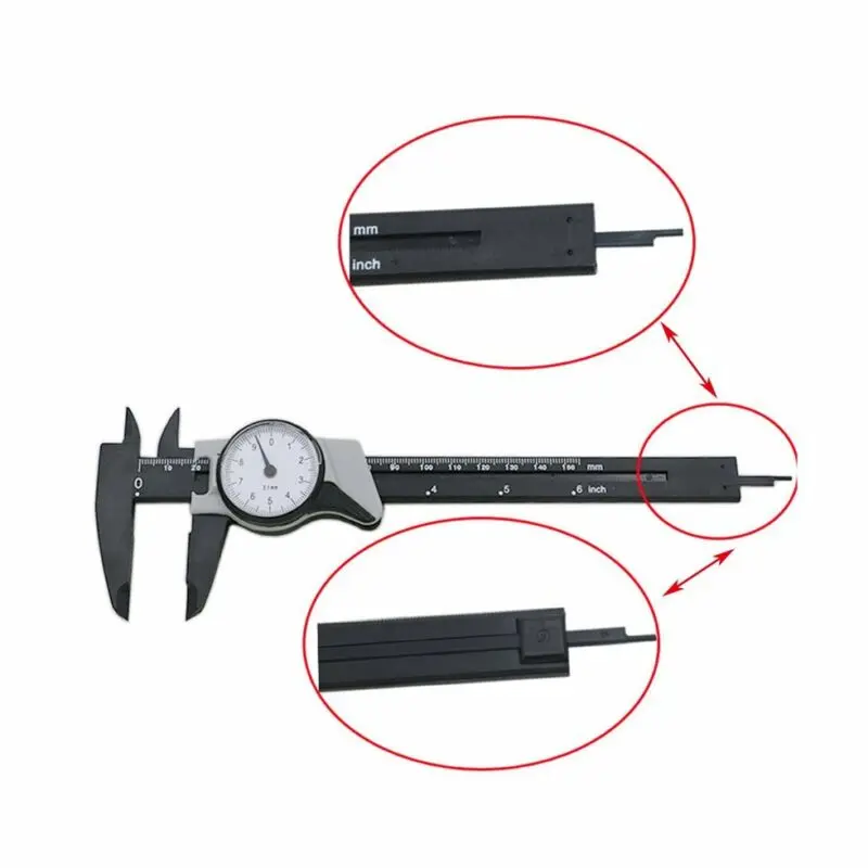 

0-150mm Dial Caliper Shock-proof Vernier Caliper Portable Gauge Measuring Tool Lightweight 224mm 0.1mm Accuracy