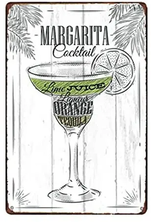 

Lplpol Metal Tin Sign Margarita Cocktail Decor Bar Pub Home Vintage Retro Poster 8" x 12"