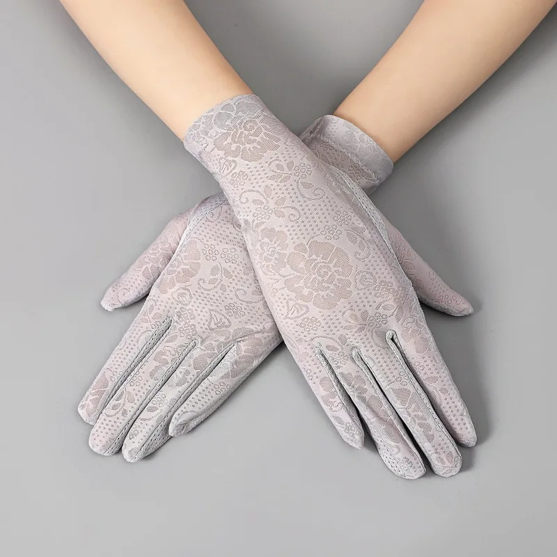 

Sun Protection Gloves, Thin Outdoor Ice Silk Lace Gloves Non-Slip Touch Screen Riding Equipment