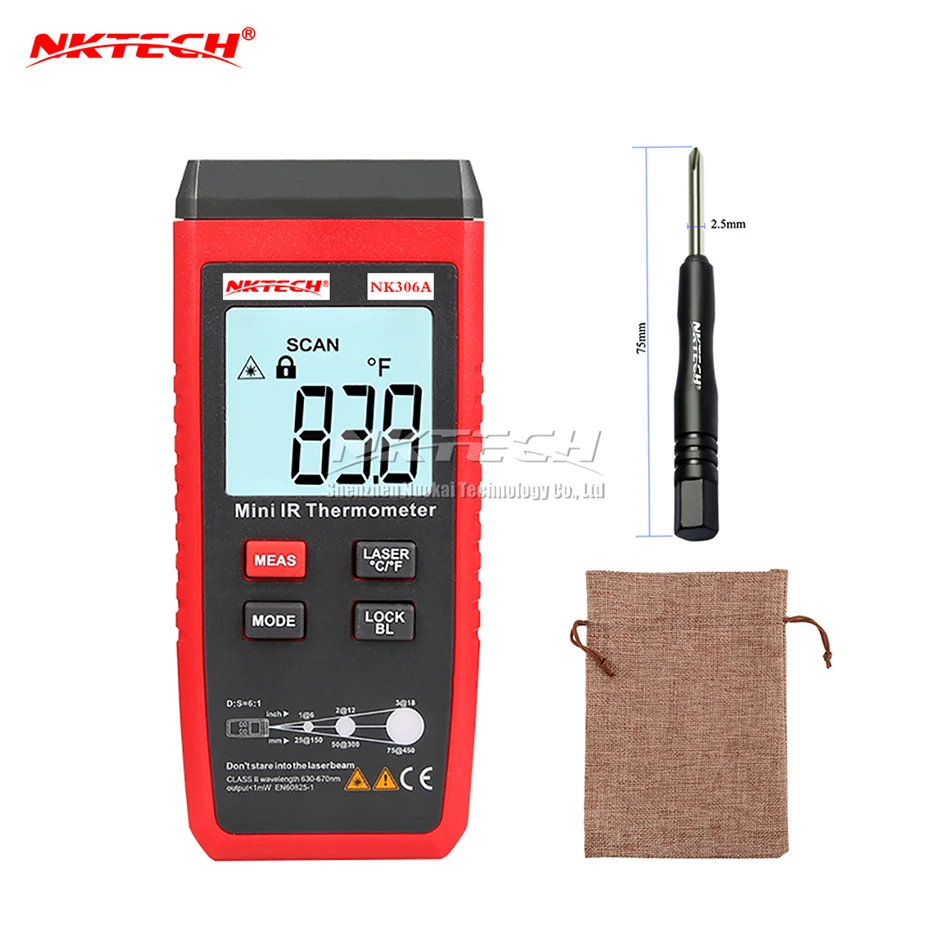 Цифровой инфракрасный термометр NKTECH NK306A Мини ЖК тестер 35 ~ 300/ 31 572F ИК измеритель