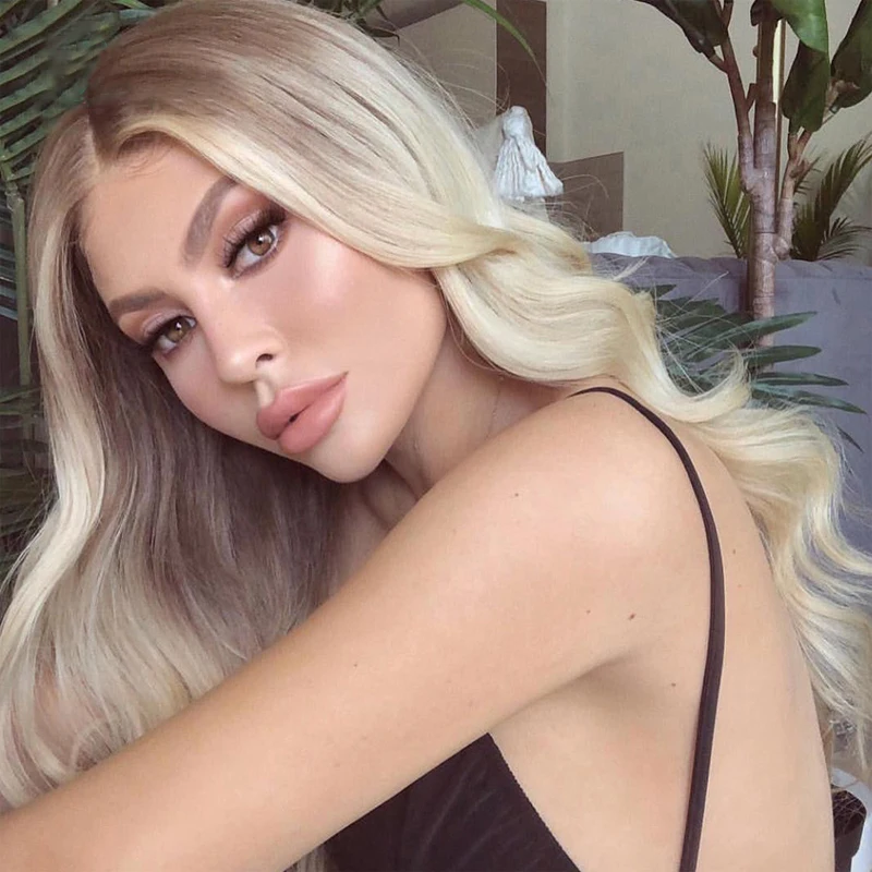 

Body Wave 26Inch Blonde Ombre 613 Lace Front Wig For Women With Babyhair Natural Hairline Heat Resistant 180%Density Middle Part