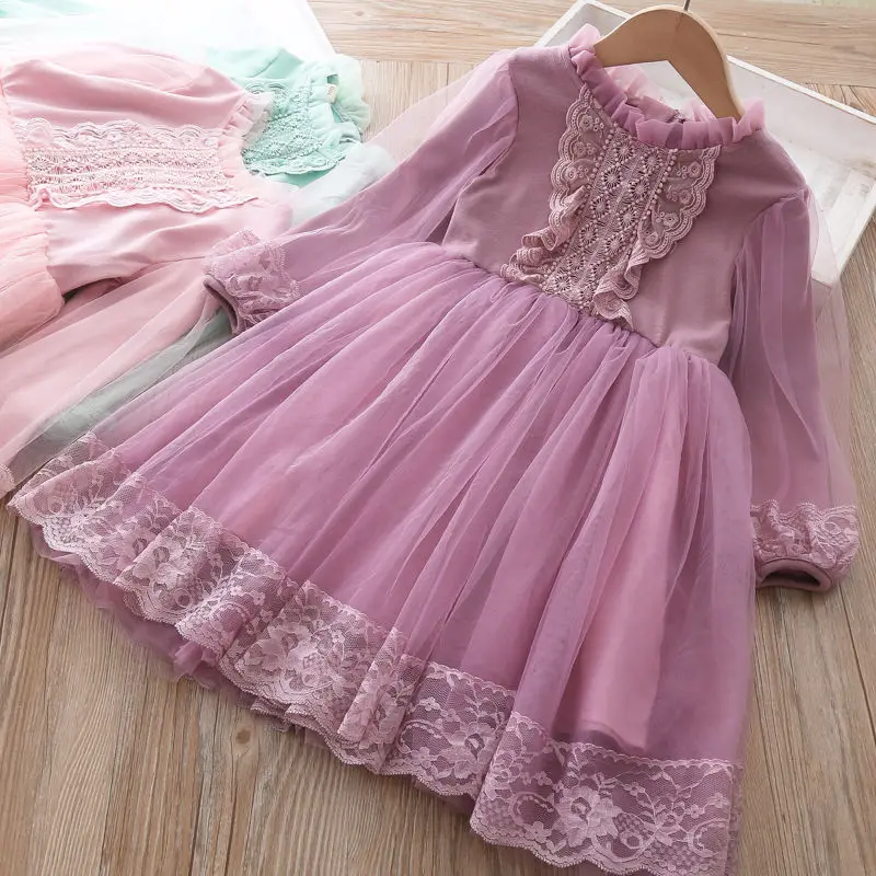 Платье для девочек Осеннее рождественское кружевное на Возраст 4-7 лет | Детская