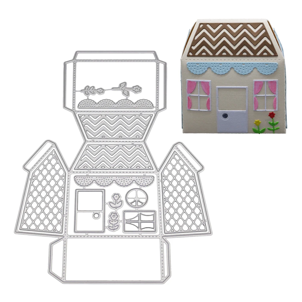 Новейшие 3D дом Конфеты Подарочная коробка металла резки штампы трафареты
