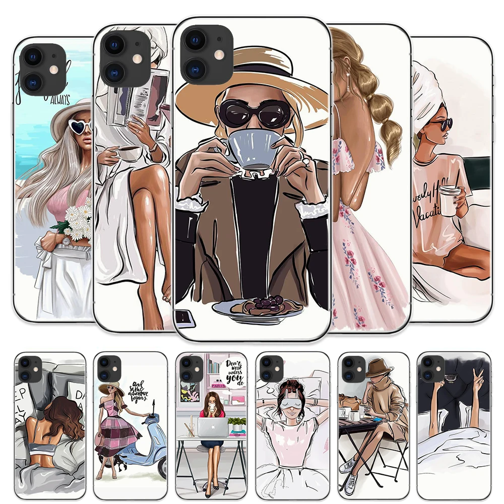 Модный женский чехол для телефона с изображением девушки IPhone 11 Pro Max 8 Plus 7 6S 5S SE X XS