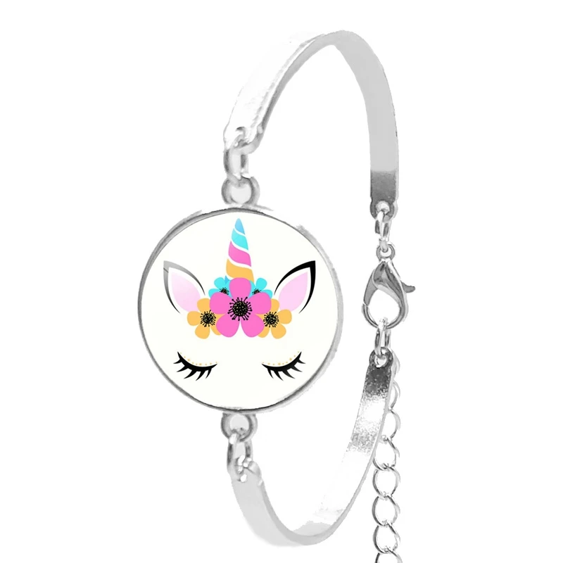 

2020 / Fashion Cute Cartoon Unicorn Eye Glass Cabochon Bracelet Men and Women Jewelry Gift Bracelet