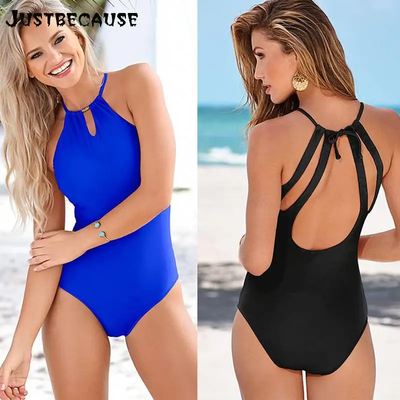 

Однотонный черный слитный купальник с оборками, Женский пикантный Монокини на шнуровке, купальник, новинка 2021, пляжные купальные костюмы дл...