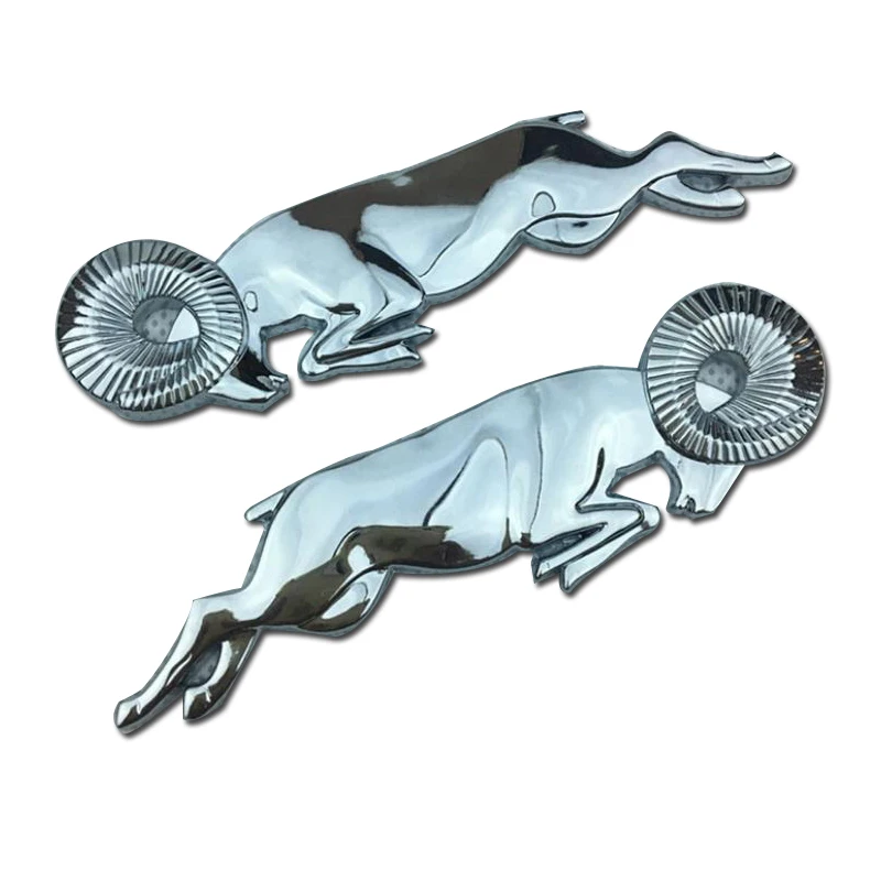 silver a pair Для Dodge Ram caliber 3D Автомобильная головка гриль задняя дверь 3D наклейка s металлическая Замена эмблемы металлический хром значок наклейка Ram Head - Название цвета: silver a pair