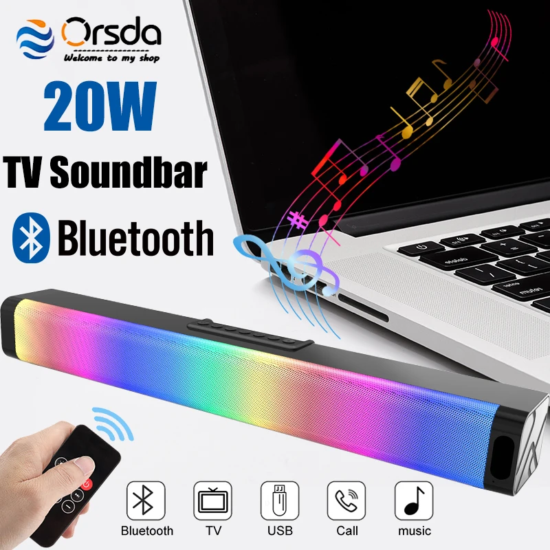 Orsda Колонка ТВ Стерео Саундбар Aux 3 5 мм проводной BT5.0 Bluetooth динамик s USB беспроводной