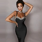 Женское облегающее платье-миди Seamyla, черное Бандажное платье без рукавов, с кисточками, для клуба, для лета, 2021